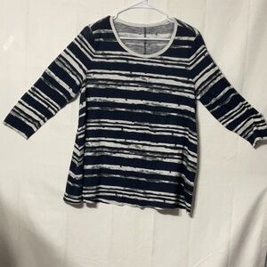 Crown & Ivy  Navy and Gray. & White Crew Neck and 3/4 Sleeves